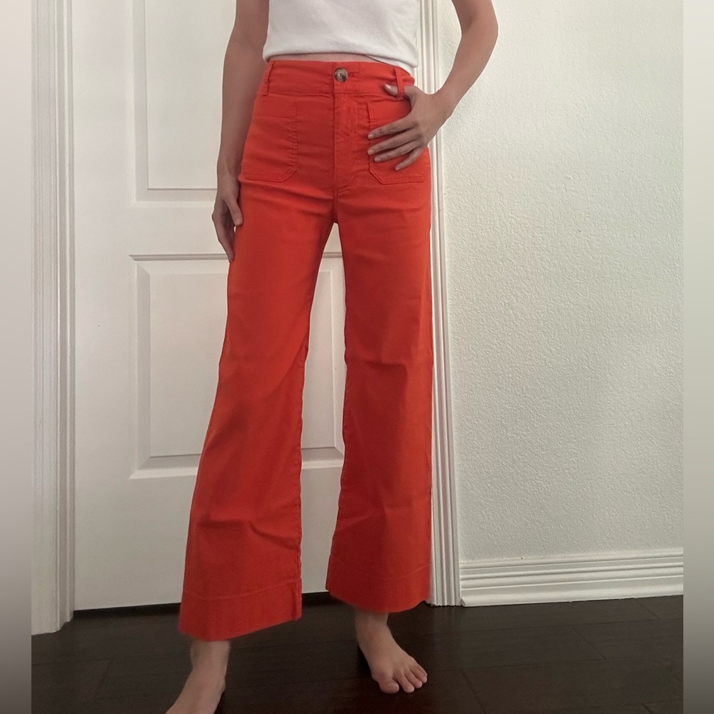 Anthropologie Maeve Orange  Wide Leg Pants The Colette Size 25T